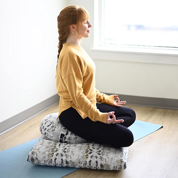 Hugger Mugger Zafu Meditation Cushion - Support in Cross-Legged Sitting, Buckwheat Filled, Durable Fabric, Convenient Handle, Handmade in USA
