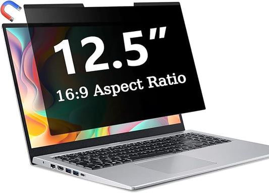 ZOEGAA Magnetic 12.5 Inch Laptop Privacy Screen Filter, for Removable & Reusable 16:9 Widescreen Display Laptop Privacy Screen 12.5 inch and Anti-Spy Anti-Blue Light Anti-Glare Protector