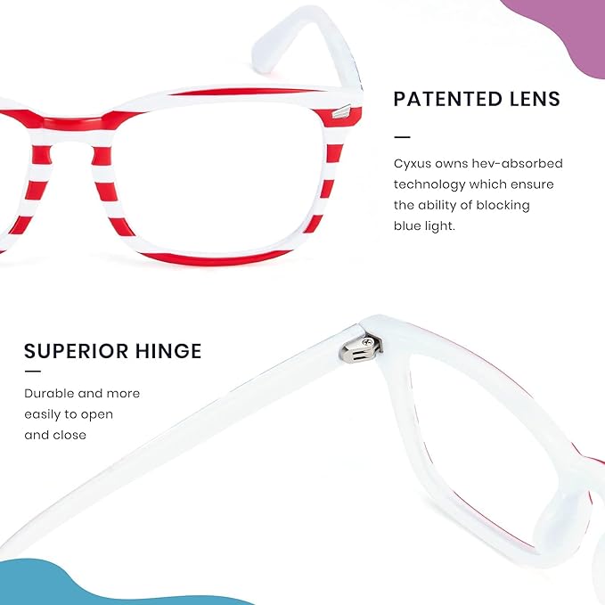 Cyxus Blue Light Glasses for Men Women Reduce Eye Strain UV Blocking for Computer Screen 8082