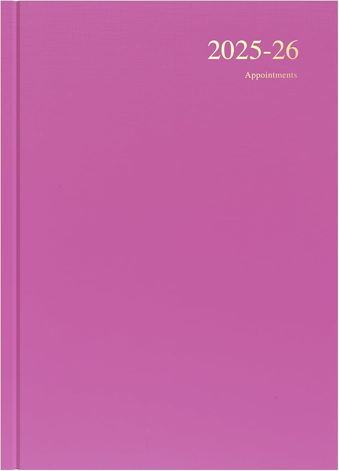 Collins 'Essentials' 12 Month Mid/Academic Year Planner, July 2025-July 2026 - ESSA41M.63-2526 - Day-to-Page Appointments Diary, A4 Hard Cover, Deep Pink