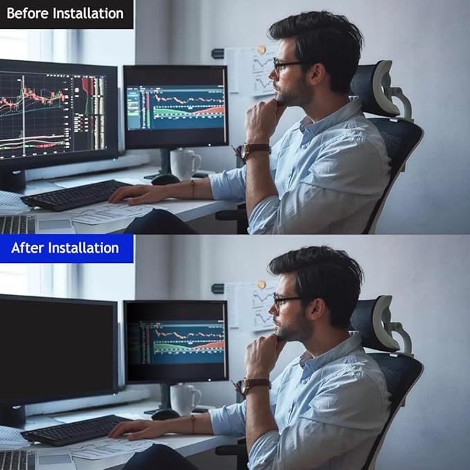 24 Inch - 16:9 Aspect Ratio - Computer Privacy Screen Filter for Widescreen Monitor - Anti-Glare - Anti-Scratch Protector Film - Protects Your Eyes from Harmful Glare and Blue Light