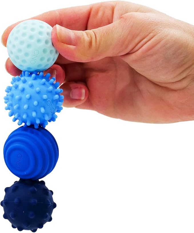 ONO Signets – Silicone Magnetic Balls with Textured Dimples, Bumps, and Waves | Fun to Play with Fidget Toy for Adults | Help Relieve Stress, Anxiety, Tension (Sapphire, Set of 4)