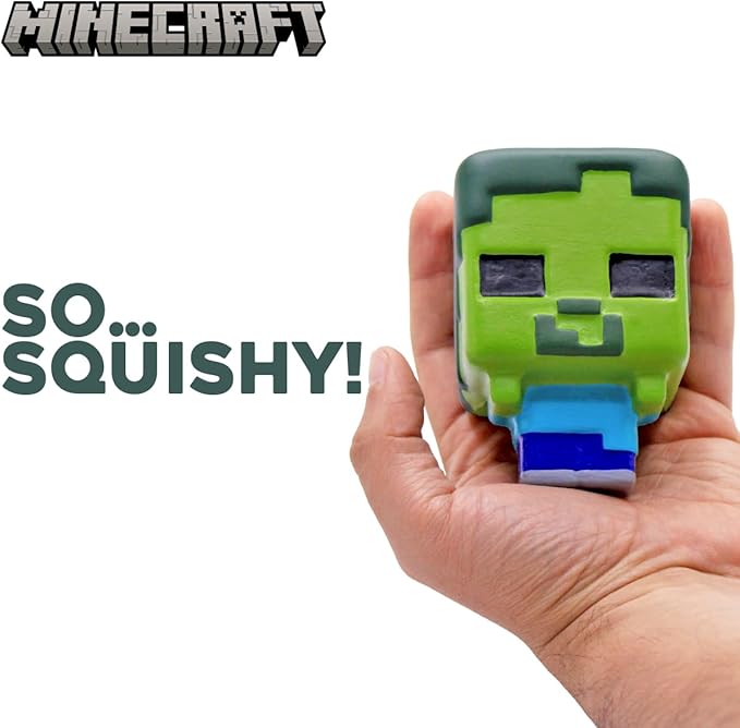 Minecraft SquishMe Series 6 – Larger 3.5‑Inch Collectible Squishy Figure, Blind‑Bag Surprise – Creeper, Steve, Pig, Squid & More – Stress Relief/Fidget Toy for Kids Ages 3+