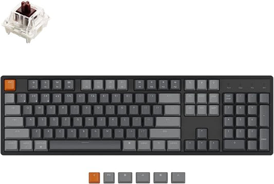 Keychron K10 Full Size 104 Keys Bluetooth Wireless/USB Wired Mechanical Gaming Keyboard for Mac with K Pro Brown Switch/RGB Backlight/Multitasking Computer Keyboard for Windows, Aluminum Frame