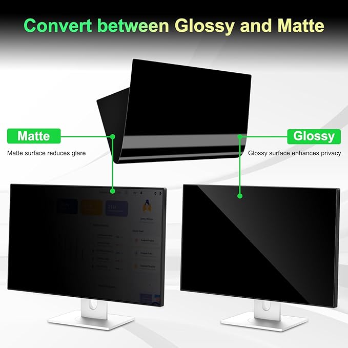 [2 Pack] Magnetic 27 Inch Privacy Screen for 16:9 Aspect Ratio Widescreen Computer Monitor, Anti Glare Blue Light Protector Shield Filter for Eyes, Removable Computer Monitor Privacy Screen 27 inch