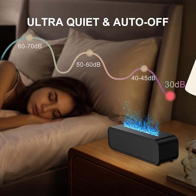 Colorful Flame Air Aroma Diffuser Humidifier, Dynamic Fire Flame Sound Pickup Aromatherapy Diffuser for Home Office Room(Remote, Timer & Auto-Off, 150ml)