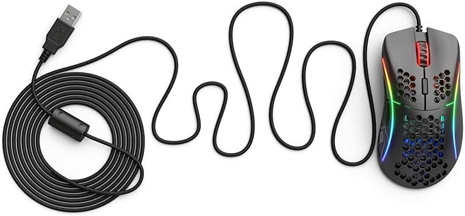 Glorious Model D- (Minus) Wired Gaming Mouse - 61g Superlight Honeycomb Design, RGB, Ergonomic, Pixart 3360 Sensor, Omron Switches, PTFE Feet, 6 Buttons - Matte Black