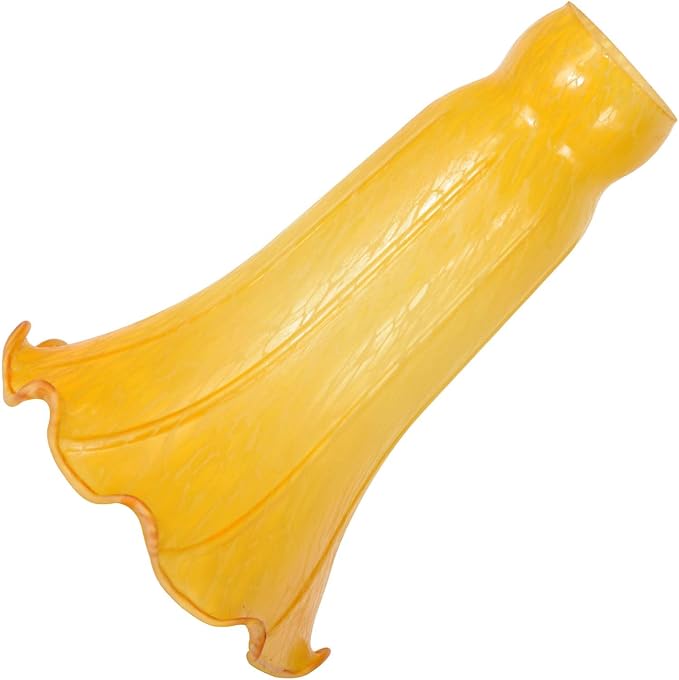 Bieye LS98 Lily Flower Blown Glass Lampshade (Yellow, Opening I.D. 1.26" x O.D. 1.5")