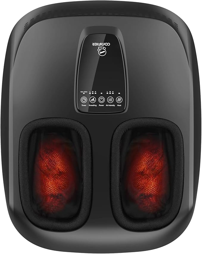 COMFIER Foot Massager with Heat,Rolling Compression Shiatu Feet Massage,Gifts for Men,Wen, Machine for Circulation,Neuropathy Pain,Plantar Fasciitis,Fits Foot Size up to 13”