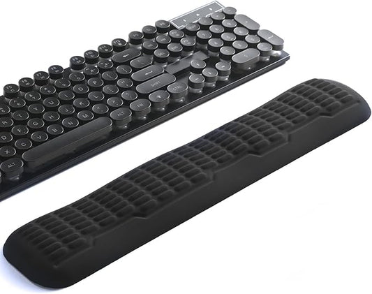 UnivoColors Memory Foam Keyboard Wrist Rest,Latest 3.0 Wave Curve Design,High-Resilience Memory Foam,Non-Slip Base Fits,Full-Sized Keyboards,Ideal for Work and Gaming(Black)