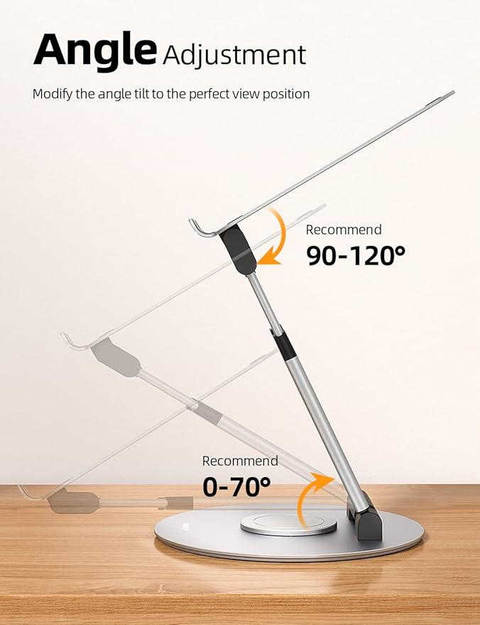 Nulaxy Telescopic 360 Rotating Laptop Stand for Desk Adjustable Height Swivel Pull Out Design Ergonomic Laptop Riser Fits All 10-17" Laptops Computer MacBook, Silver
