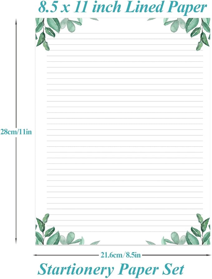 Stationery Lined Paper, Letter Size Unpunched Ruled Filler Paper, 100Sheets/200Pages Loose-Leaf Line, 100gsm, 8.5'' x 11'', Leaf