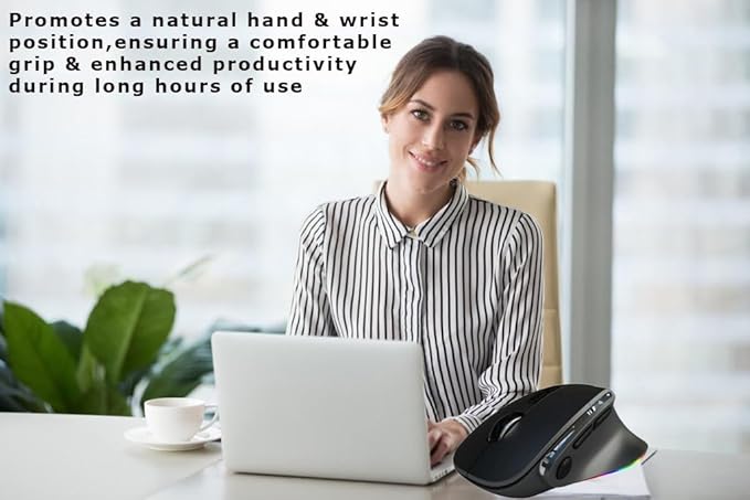 Ergonomic Mouse Large Middle Hands Dual Mode(Bluetooth+USB)Rechargeable Vertical Carpal Tunnel Bluetooth Wireless Mouse for PC/Laptop/Computer/Desktop/Tablet/ipad/Macbook Air/Pro Office Work Gift