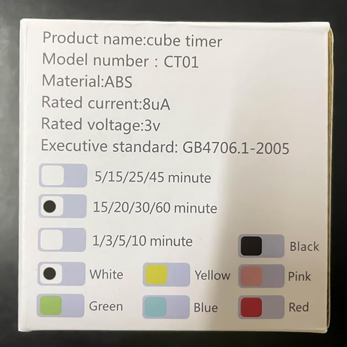 Cube Timer, Gravity Sensor Flip Timer for Study, Work, Game, Task, Kitchen, Kids, ADHD, Productivity, Workout (White 15-20-30-60)