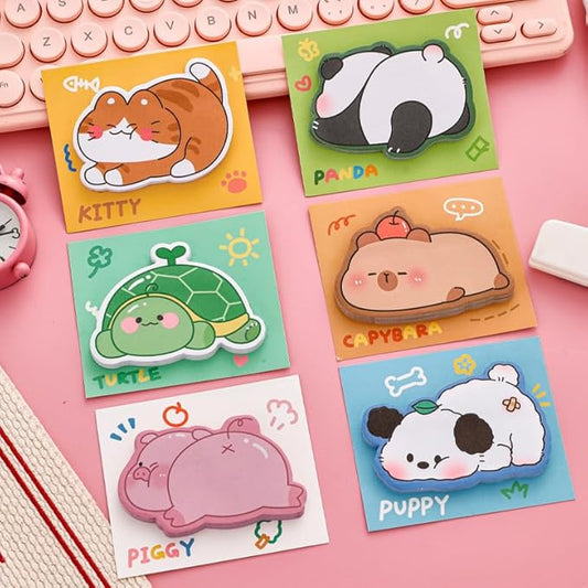 6 Pads Cute Fun Animal Reusable Sticky Notes for Students Teachers Bible