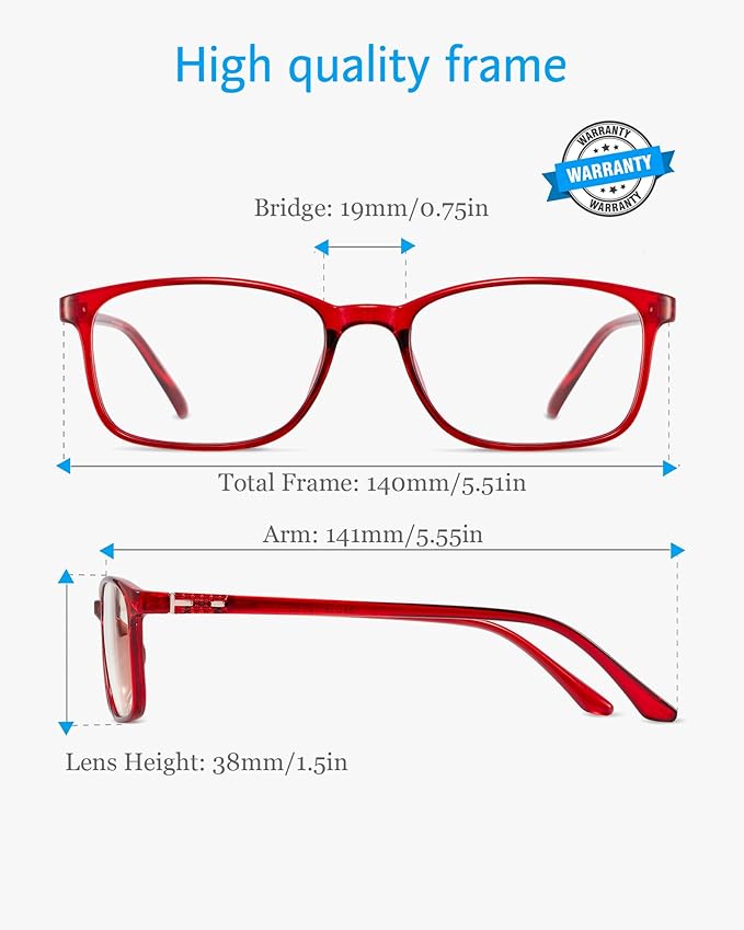 ANRRI Blue Light Blocking Glasses Anti Eyestrain UV Filter Computer Game Eyeglasses Lightweight Red Frame