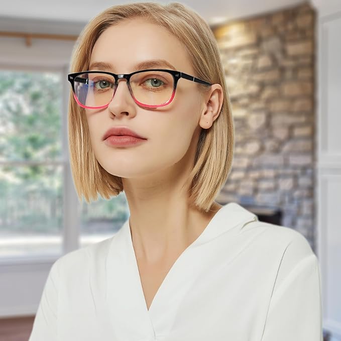 Henotin 4-Pack Blue Light Blocking Reading Glasses Women Men,Spring Hinge Computer Readers,Anti UV Ray Square Nerd Eyeglasses (Mixed Color-A, 1.50)
