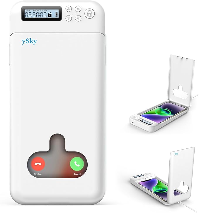 ySky Cell Phone Lock Box with Timer,Portable Timed Phone Lock Box for iPhone and Android Phones, Self-Control Timer Phone Locker to Help Kids,Students Focus Back