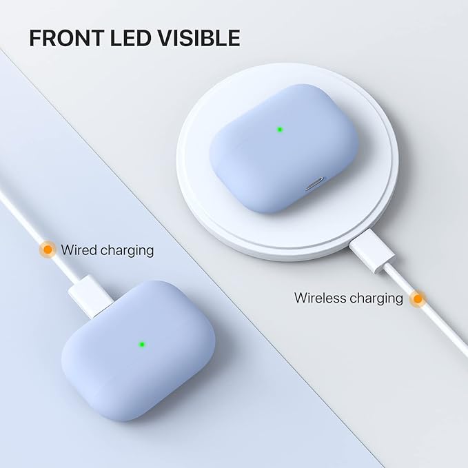 Miracase Upgrade Triple Layer Protective Liquid Silicone Case for AirPods Pro, 2019 Release LED Visible Shockproof Soft Silicone Case, Clove Purple