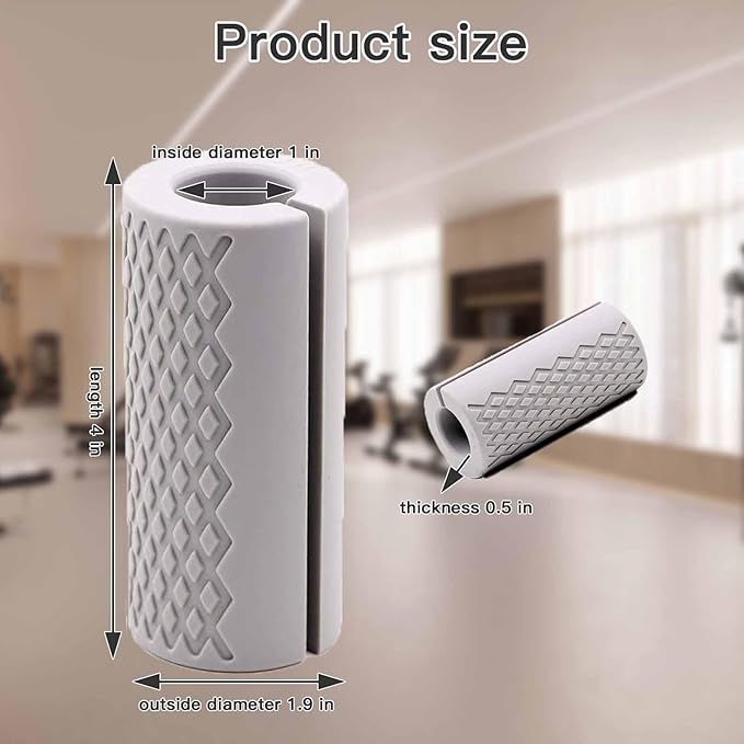 Thick Dumbbell & Barbell Grips for Weightlifting - High-Density Silicone Rubber, Non-Slip Gym Grips for Muscle Growth, Hand Stress Relief, Arm Blaster Adapter (1 Pair)