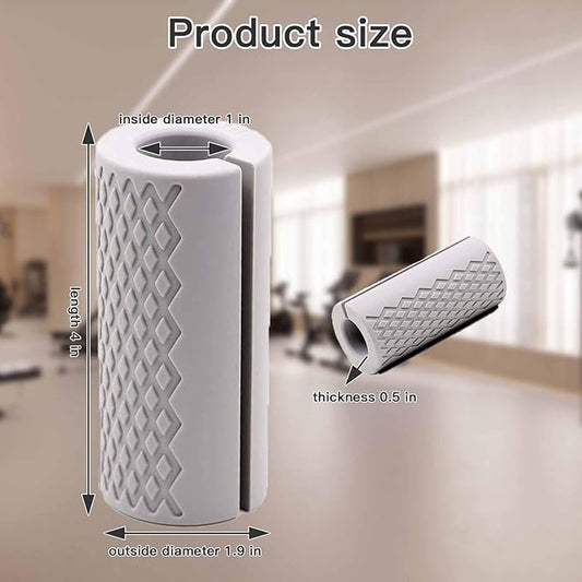 Thick Dumbbell & Barbell Grips for Weightlifting - High-Density Silicone Rubber, Non-Slip Gym Grips for Muscle Growth, Hand Stress Relief, Arm Blaster Adapter (1 Pair)