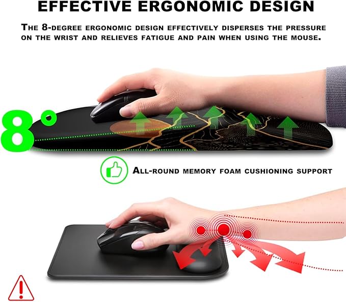 Mouse Pad Wrist Support, Ergonomic Mouse Pad with Massage Dot, Comfortable Computer Mouse Pad for Laptop, Wrist Rest Pain Relief Mousepad with Non-Slip PU Base for Office & Home, 12 x 8 in