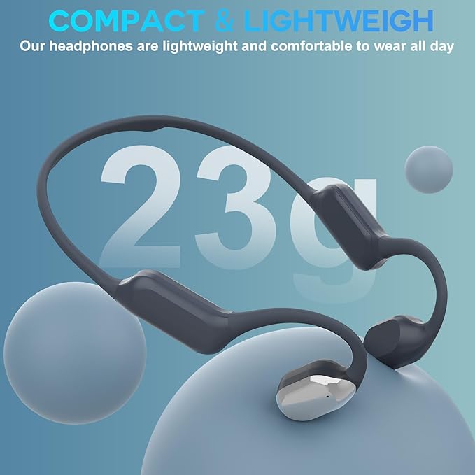 Swimming Headphone Open-Ear Bone Conduction-IP68 Waterproof Swim Earbuds with Bluetooth 5.4 Sport Headset with Safelight, 32G MP3 Memory Underwater Headphones, Running, Cycling