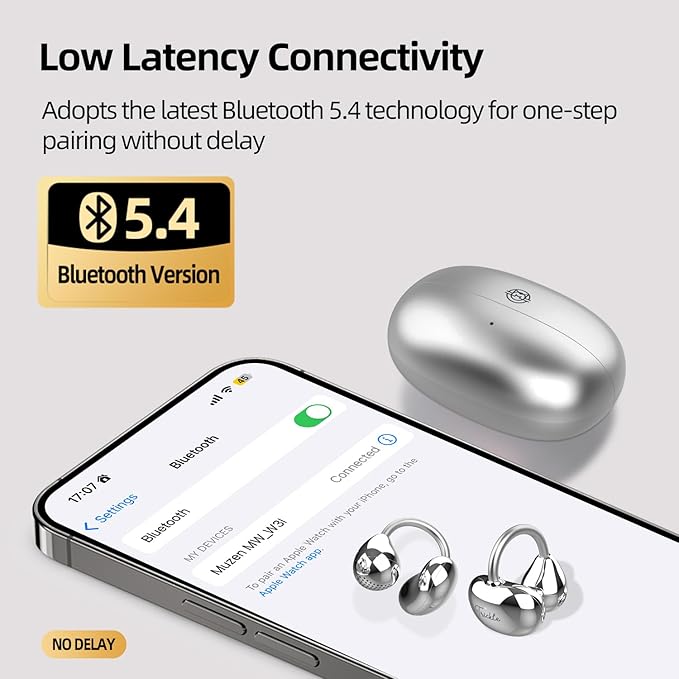MUZEN Open Ear Headphones, Trickle 4g Lightweight Wireless Bluetooth 5.4 Clip On Earbuds with 38H Playtimes, Fit Comfort Sport Ear Clip Earbuds, Hi-Fi Earphones for Fintness Running Workout