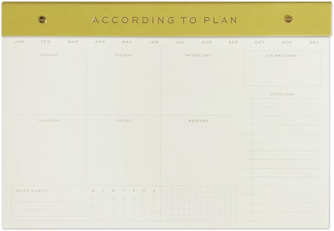 DesignWorks Ink Weekly Agenda Postbound Notepad with Space for Affirmations and Intentions, 9.75" x 14", Matcha