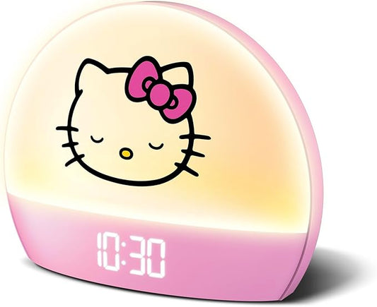Hello Kitty Sunrise Alarm Clock - Multicolor Lights, USB Charging, LED Display, and Snooze Function Ages, 2 Pack