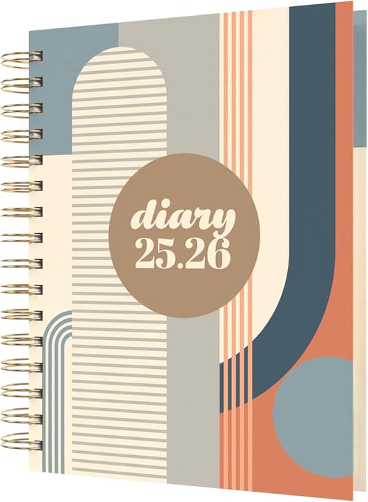 Collins 'Scandi' 14 Month Planner, July 2025-August 2026 Day-to-Page Diary, A5 Hard Cover, Geo Blue