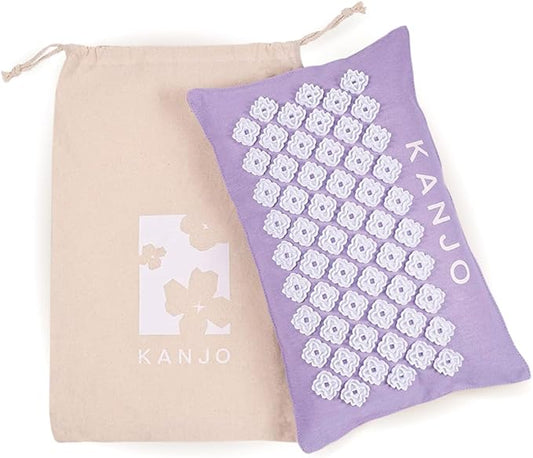 Kanjo Aromatherapy Acupuncture Pillow Lavender, 100% Cotton Linen Pillow for Back Pain and Neck Pain Relief with Natural Cork Filling