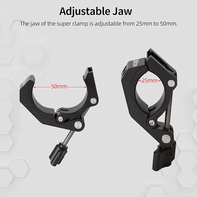 Nitze Super Clamp, Camera Crab Clamp with 3/8” to 1/4” Thread Adapter for Cameras, Lights, Hooks, Shelves, Tripods and Cross Bars - N18B