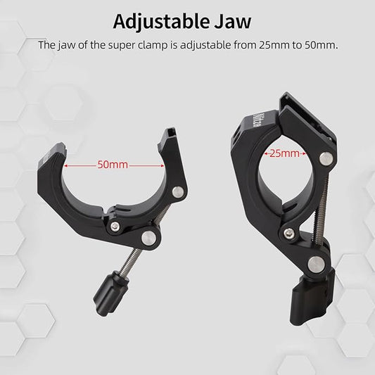 Nitze Super Clamp, Camera Crab Clamp with 3/8” to 1/4” Thread Adapter for Cameras, Lights, Hooks, Shelves, Tripods and Cross Bars - N18B