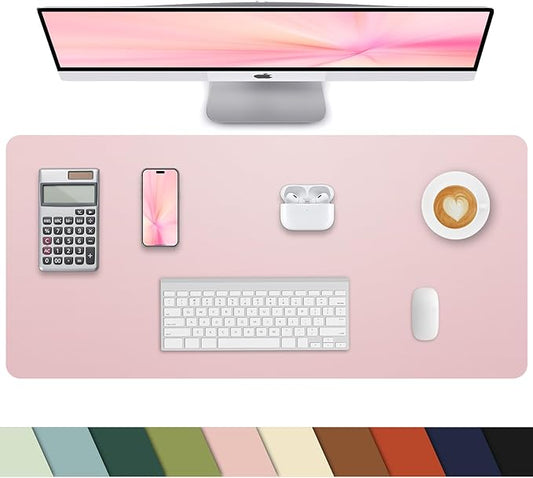Pink Leather Desk Mat, Large Mouse Pad & Laptop Mat for Office & Home (23.6"x13.8")
