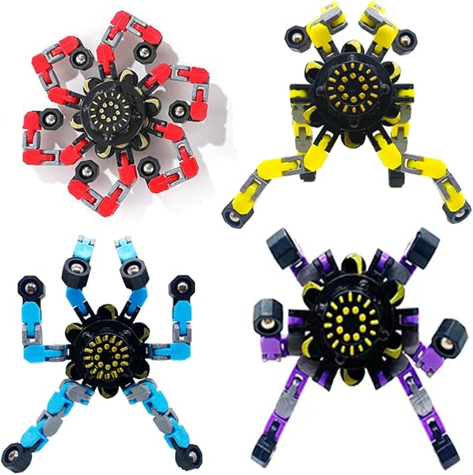 4pcs Fidget Spinners for Kids&Adults Transformable Fingertip Gyros for Girls Boys Stress Reliefs Toys for ADHD Astium for Kids Easter Basket Stuffers Gifts Fidget Toys 4pc