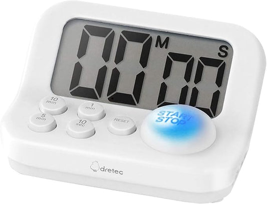 dretec pomodoro Timer, Productivity Timer, for Studying,exam, for Kids, Large Display, Large Button, White