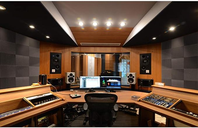 50 Pack Acoustic Foam Panels 1" x 12" x 12" Sound Proof Foam Panles Soundproofing Noise Cancelling Wedge Panels for Home Office Recoding Studio with 300PCS Double-Side Adhesive