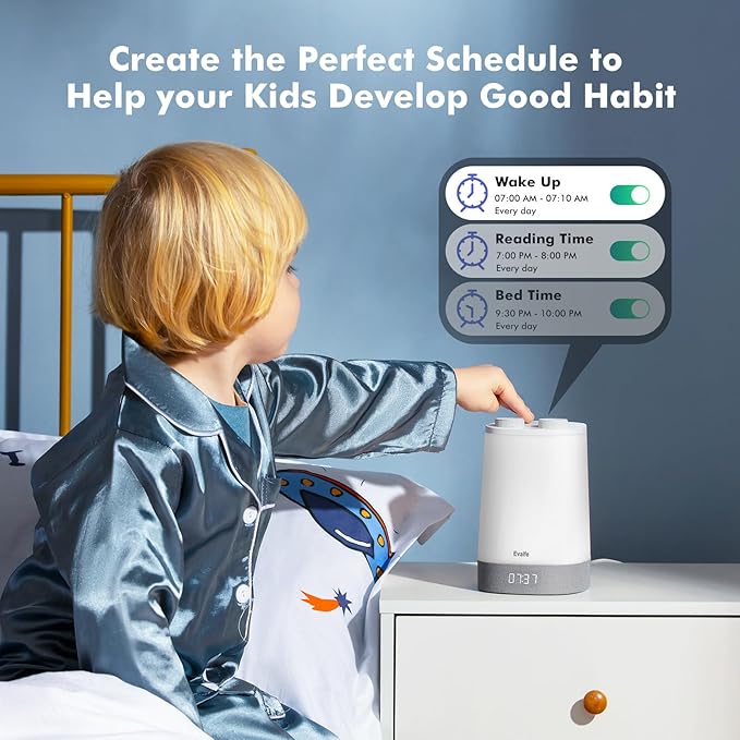 Baby Sound Machine, Nursery Night Light for Kids, Alarm Clock, White Noise Machine for Sleeping, OK to Wake Clock for Toddlers, APP Control, Fan Rain Wave, Sleep Trainer