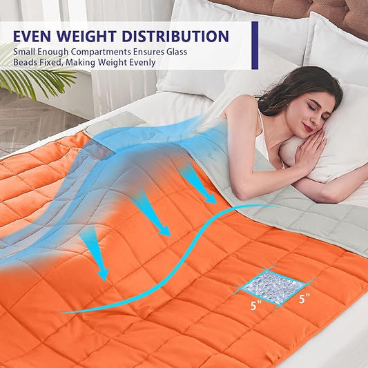 King Size Weighted Blanket for Adults (30 lbs, 80” x 87”, Orang) Cooling Heavy Blanket for Sleeping Perfect for 290-310 lbs, Breathable Blanket for Adults & Couple All Season, Machine Washable