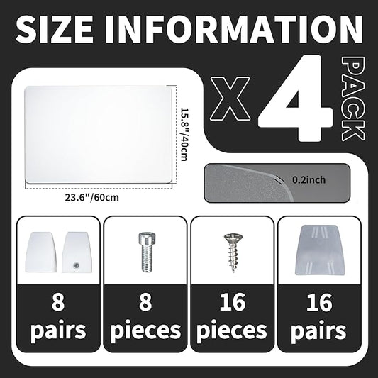 4 Pcs Desk Divider Privacy Panel 23.6 x 15.8 Inch Counter Desk Acrylic Panel Holder Free Standing Privacy Shield Work Station Desk Divider Partition for Offices Schools Call Centers (Frosting)