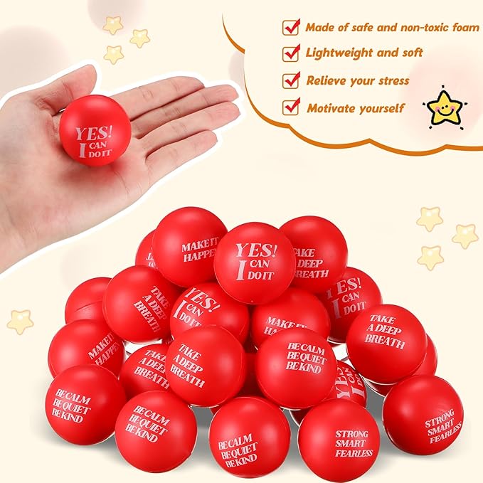 Jerify 72 Pcs Motivational Stress Balls Bulk Inspirational Stress Balls Colorful Foam for Adults Hand Exercise Small Therapy Fidget Relief Anxiety Toys for Coworkers Gifts Fidget