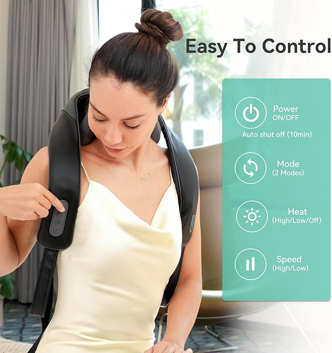 Snailax Cordless Neck Massager with Soothing Heat, Upgarded 4D Deep Tissue Kneading, Shiatsu Back Shoulder Massager Pillow for Neck, Traps, Gifts for Men Women Mom Dad