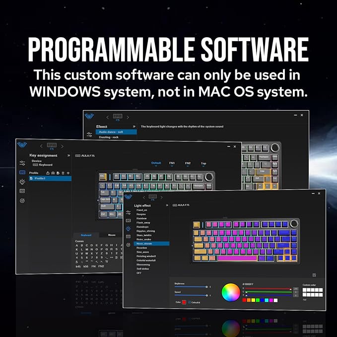 EPOMAKER x Aula F75 Gasket Mechanical Keyboard, 75% Wireless Hot Swappable Gaming Keyboard with Five-Layer Padding&Knob, Bluetooth/2.4GHz/USB-C, RGB (Sea Salt Blue, Ice Vein Switch)
