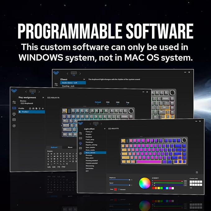 EPOMAKER x Aula F75 Gasket Mechanical Keyboard, 75% Wireless Hot Swappable Gaming Keyboard with Five-Layer Padding&Knob, Bluetooth/2.4GHz/USB-C, RGB (Green, Ice Vein Switch)