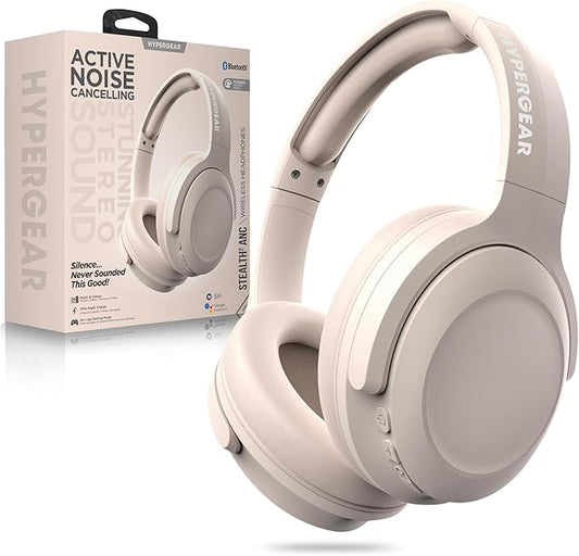 HyperGear Headphones Wireless - Bone Active Noise Cancelling Headphones Over Ear Bluetooth HD Audio Deep Bass Dual Noise Canceling Mics ANC Gym Headphone Wireless Over Ear Sound Cancelling Foldable