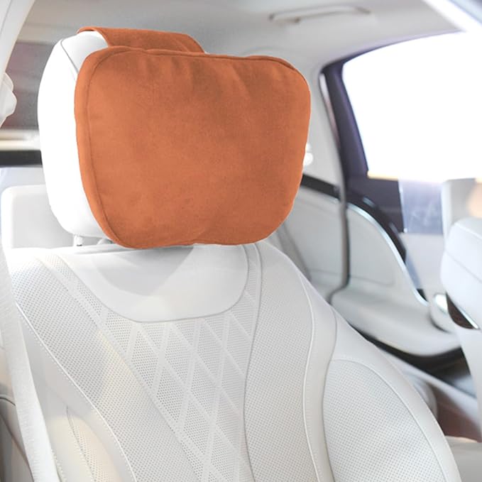 2PCS Car Pillow for Car Neck Pillow for Driving Seat Lumbar Support Soft Cushion with Extra Filling Accessories Back Support for Travel Nap and Trips Sleeping(Brown, Head)