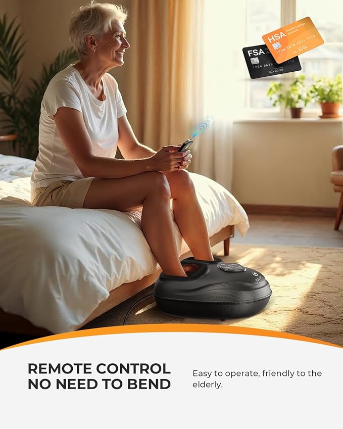 Relaxation Gifts for Women Men Mom Dad, 2025 Upgrade Shiatsu Foot Massager with Heat, FSA Eligible Feet Massager for Plantar Fasciitis & Neuropathy, Adjustable Modes & Compression, Remote Control