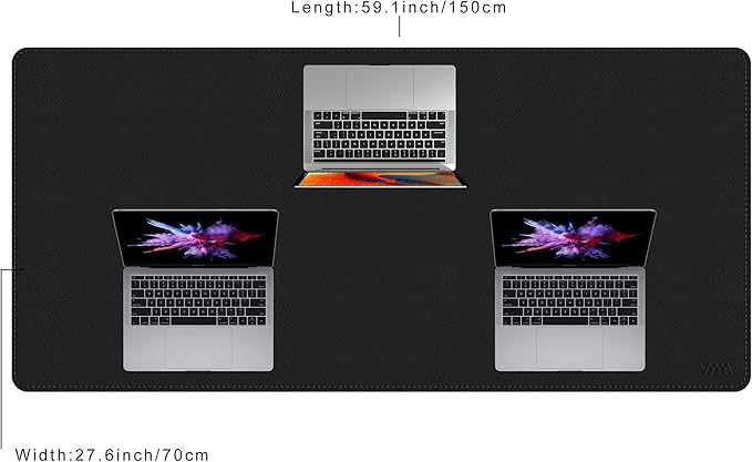 Vyaaa Leather Desk Mat, 59“ x 27.6” PU Leather Desk Pad Protector, Waterproof Extra Large Desk Mat, Large Mouse Pad，Desk Mats on top of Desks for Home or Office (Black)