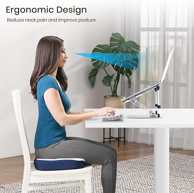 Next-Gen Laptop Stand - No Wobbling While Typing, Adjustable Aluminum Laptop Riser Holder for Desk, Ergonomic Computer Notebook Stand for MacBook Air Pro, HP, Dell Laptops 10-16 Inch, Silver